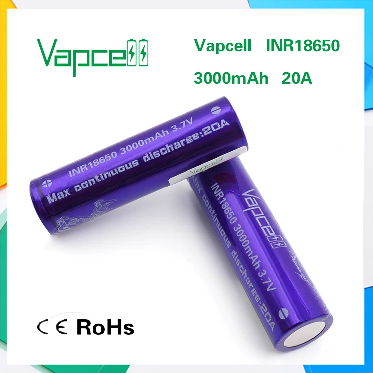 Перезаряжаемый аккумулятор VAPCELL INR 18650 1 шт. 3000 мА · ч 20A 3 7 в литиевый дымчатый E-CIG