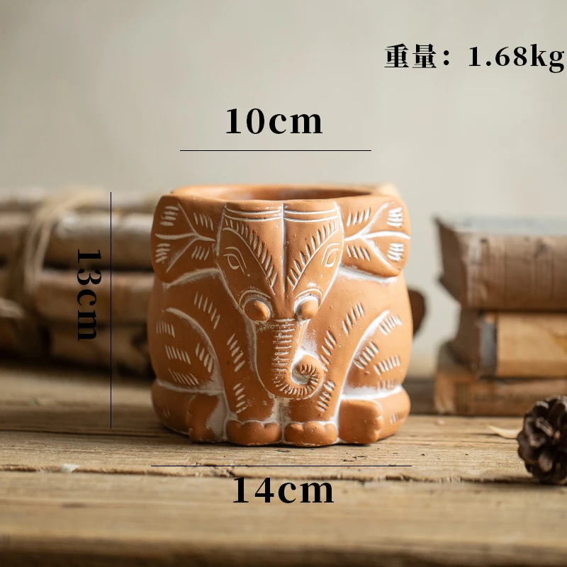 Creative Concrete Pig Fish Cat Rabbit Sculpture Statue Succulent Plant Container Green Planters Small Bonsai Pots Home Decor - Цвет: 10