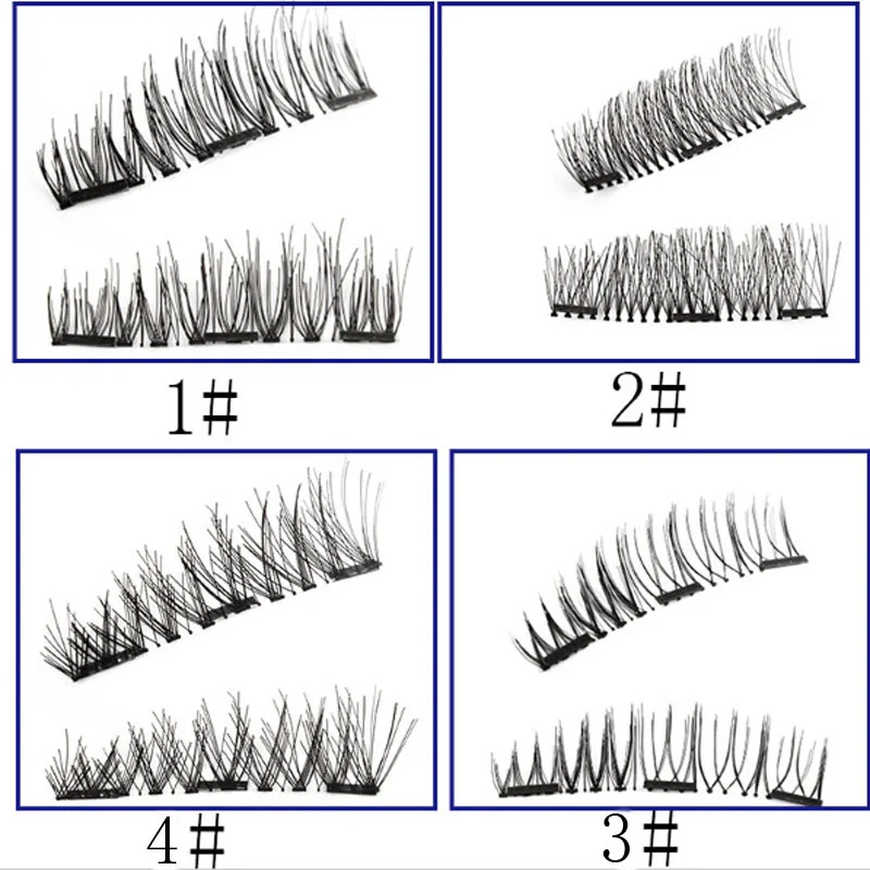 

4Pcs/Pair False Magnetic Eyelashes Extension 3D Magnet Lashes Natural Hair Thick Fake Eyelash Handmade With Round Box #254057