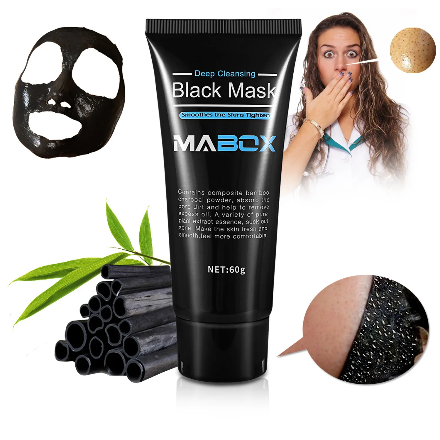 Black Mask Peel off Mask, Charcoal Purifying Blackhead Remover Mask Deep Cleansing for Acne Blemishes Organic Activated Charcoal