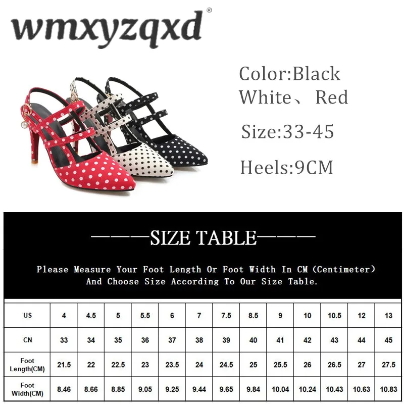 Женские летние туфли в горошек с острым носком на тонком каблуке резиновой