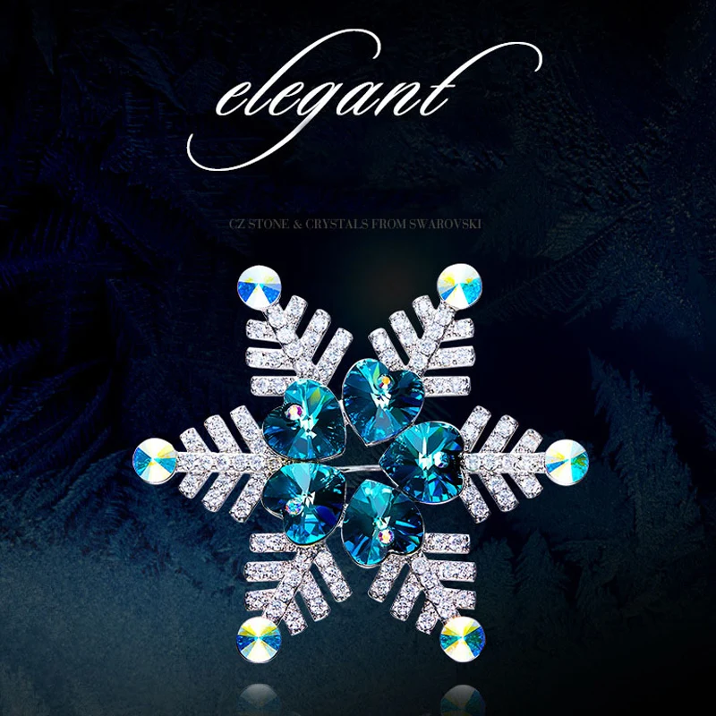 CDE Элегантные Броши Снежинка с кристаллами в виде сердца для женщин Стразы Pin