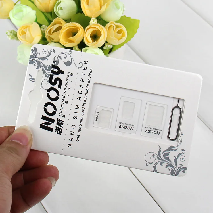 100 комплектов (400 шт.) 4 в 1 адаптер Noosy Nano Micro SIM-карта Шпилька для извлечения iPhone 5 6