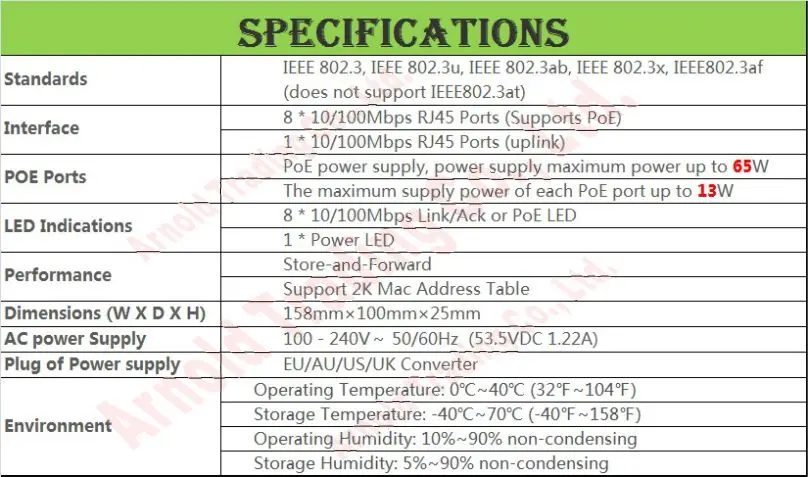 Замена Tenda TEF1109P 8 63W 9 портовый 10/100 Мбит/с быстрый Ethernet сетевой коммутатор PoE 802.3af 100M