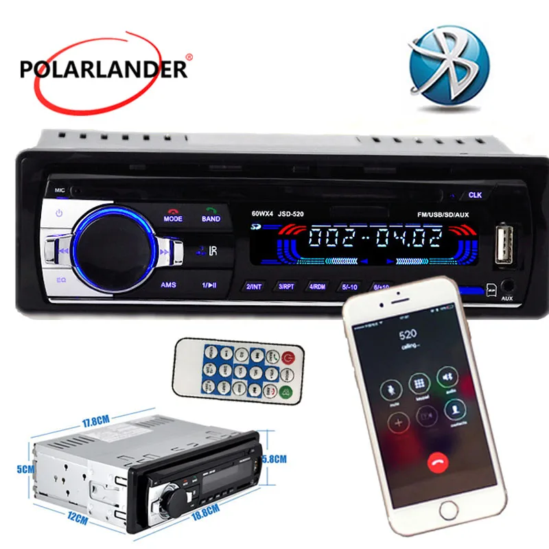 Аудио Bluetooth Автомагнитола аудио стерео MP3-плеер AUX-IN MP3 FM USB 1 Din 12 V в тире Авто