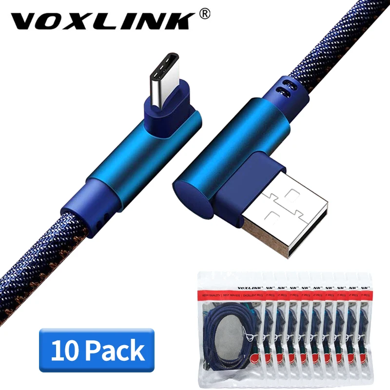 VOXLINK 10 упаковок USB Type C 90 градусов кабель для быстрой зарядки c шнур передачи данных