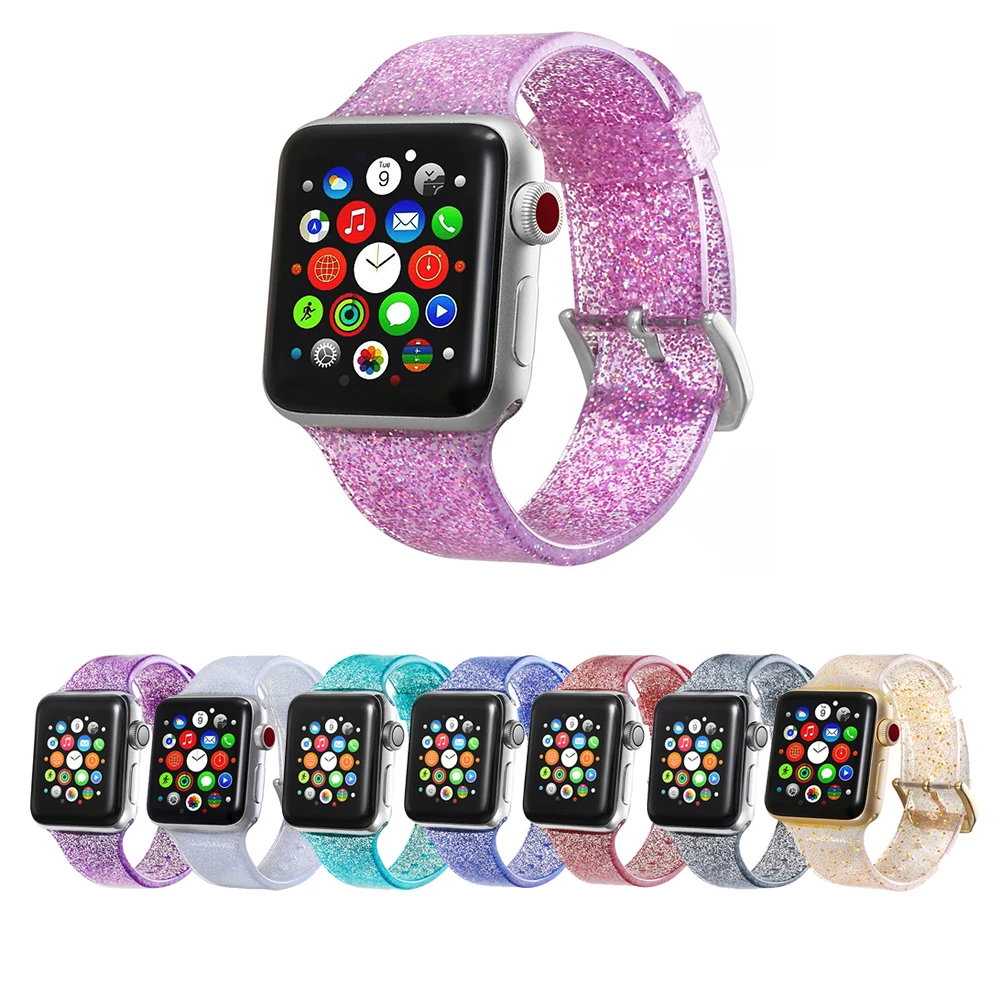 Спортивный силиконовый прозрачный мягкий ремешок для Apple Watch 38 мм 40 мм 42 мм 44 мм ремешок серии 2 3 4 Смарт-часы ремешок силиконовый браслет