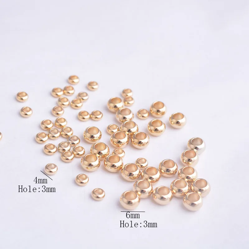 30 шт 4 мм 5 6 Позолоченные разделительные плоские бусины гладкий медный