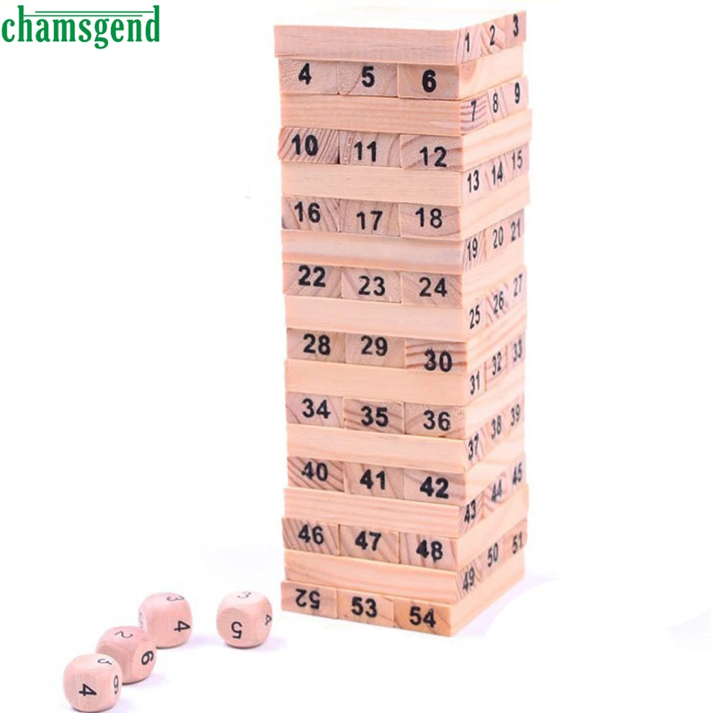 

HOT 54PCS Wooden Column Building Blocks Game Children Education Toy Number AUG 30