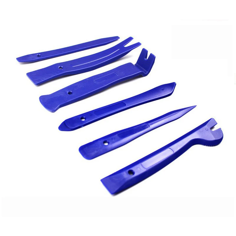 6 шт. синий цвет пластик Авто двери радио Панель тире отделка Удаление Прай Набор