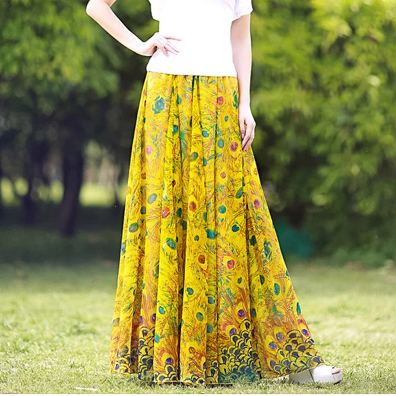 2019 Весенняя Летняя женская юбка модная богемная Милая размера плюс 5XL 6XL желтая