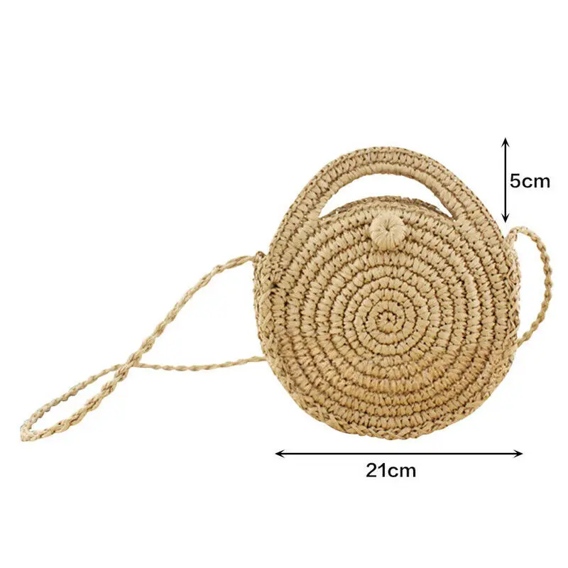 Модная соломенная сумка для женщин круглая плетеная Пляжная Сумочка через плечо
