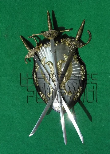 S3301 MEDIEVAL DOUBLE HEADED EAGLE SHIELD WALL PLAQUE THREE SWORDS 35.6" LOT 4 | Игрушки и хобби