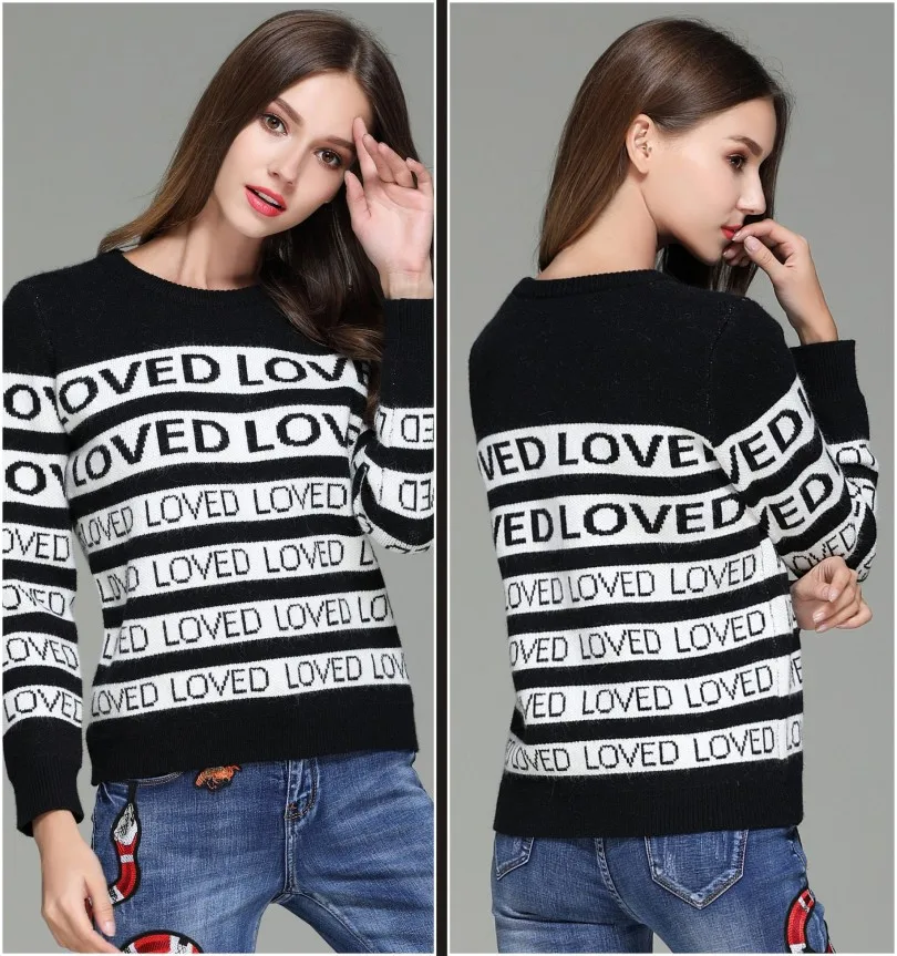 Письмо нового фонда 2017 г. осень-зима жаккардовый свитер с толстой круглой Свитер