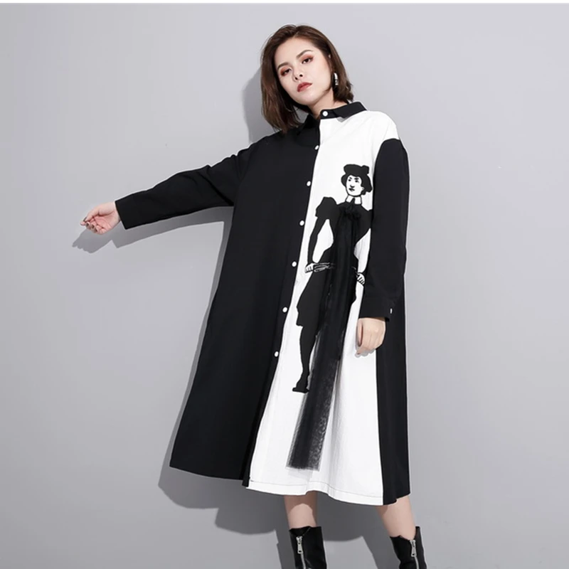 Винтажная модная цветная сетчатая Лоскутная рубашка с принтом персонажа осенняя