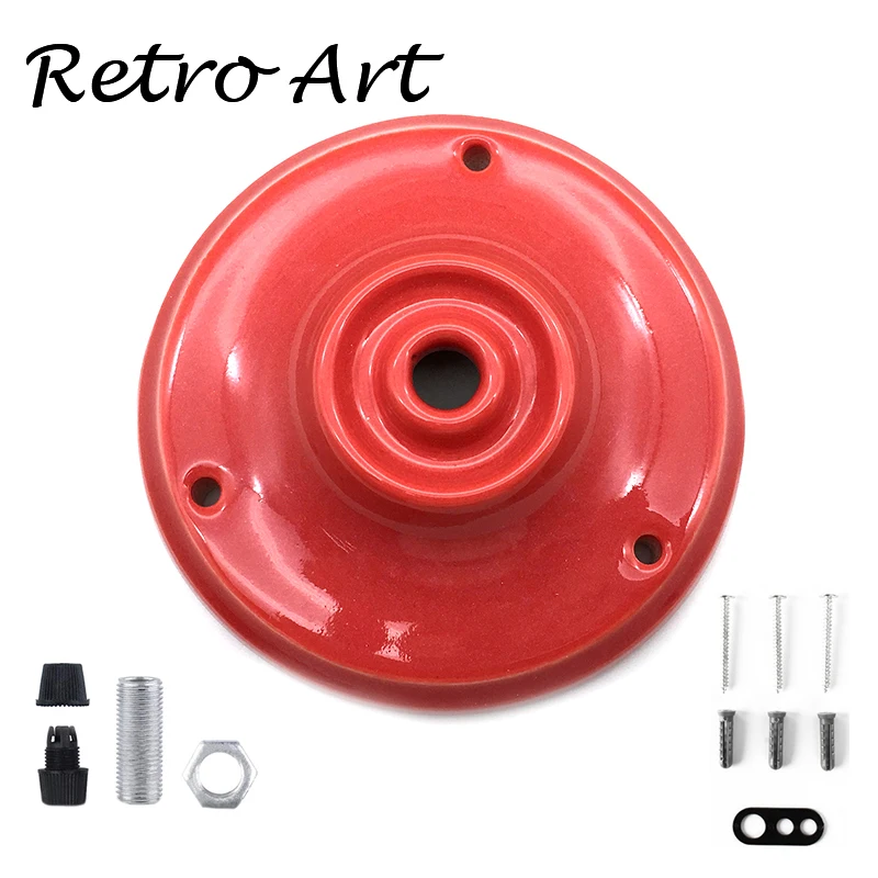 

Red Vintage Retro Ceramic Ceiling Rose Plate Pendant Edison ceiling canopy