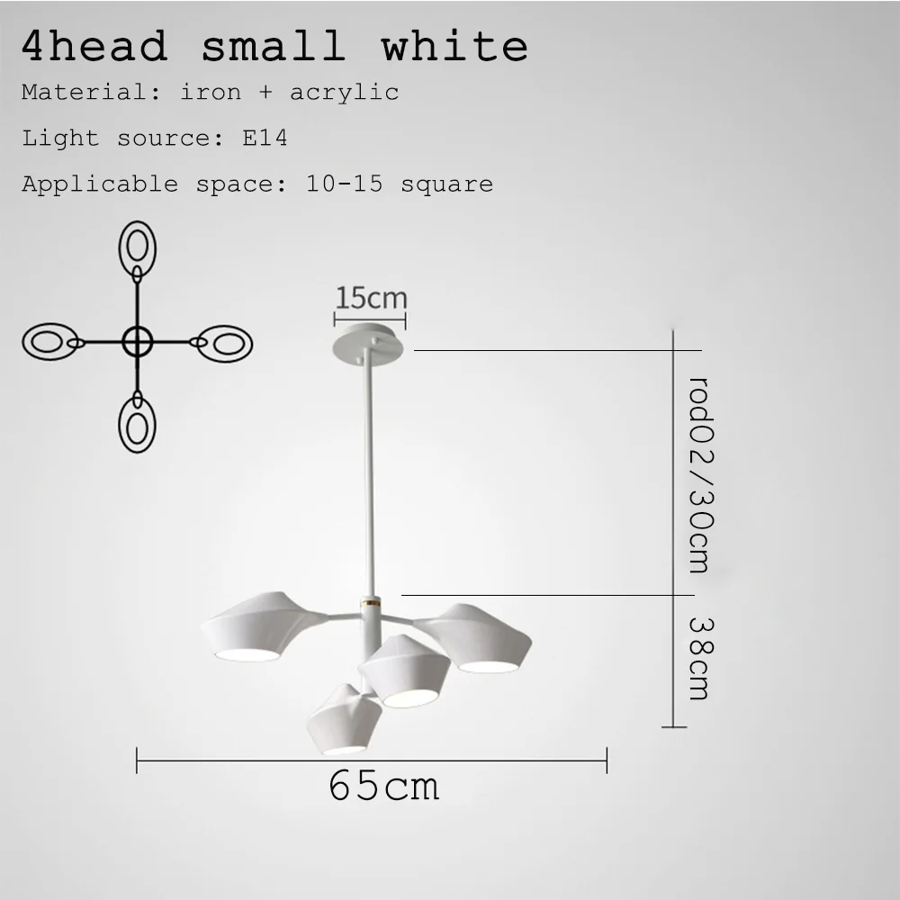 4head small white Современный Роскошный дизайнерский черный золотой белый длинный Светодиодный Потолочный подвесной светильник-Люстра для зала спальни коридора гостиной - Цвет абажура: 4head small white