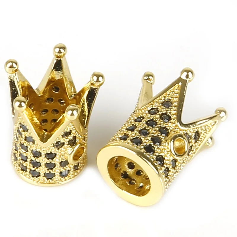 Gold 7x12 мм роскошные микро проложить кубический Корона из циркония бусины для мужчин браслет делая ювелирные изделия очаровательный, с мелкими драгоценными камнями золотого цвета латунная Проставка бисера - Цвет: Gold