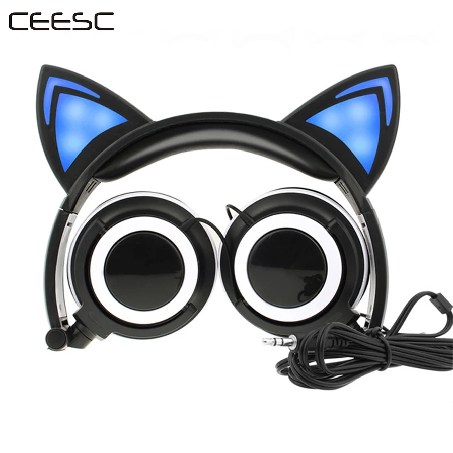 наушники кот led earpod Складной мигает светящиеся кошка Наушники игровая планше