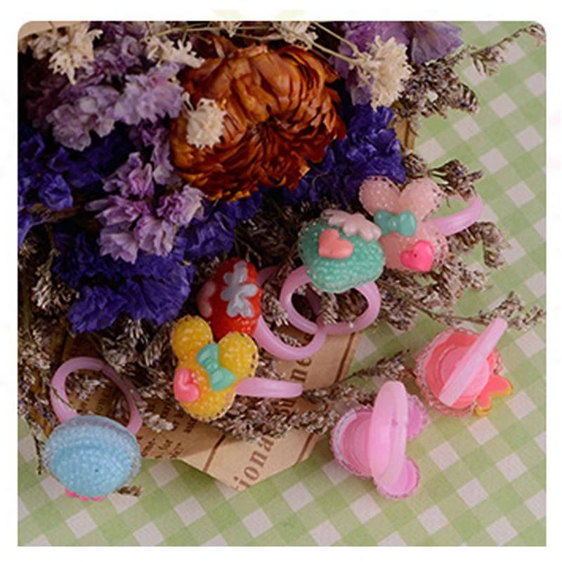 10pcs/lot Girl Kids Ring Pink Plastic Rings Base Adjustable 8mm Cabochon DIY Gift Bezel Tray Frame Handmade Jewelry Findings | Украшения и