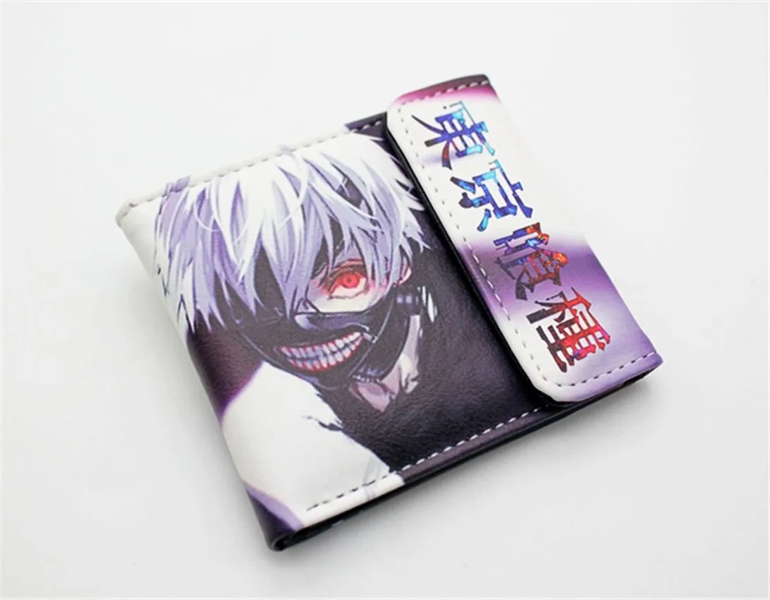 Аниме Токийский вурдалак Kaneki Ken Pu короткий кошелек Двойные фото держатель для карт мальчиков девочек мужской принт слои кошелек Кнопка кожаные кошельки