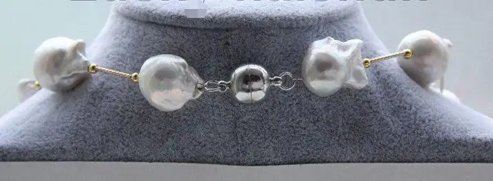stunning NEW 20&quot 26mm baroque white Reborn keshi pearls necklace magnet clasp | Украшения и аксессуары