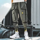 BINHIIRO новые весенние мужские брюки-карго из хлопка и полиэстера в стиле хип-хоп с карманами средней длины мужские брюки черного, серого и хаки