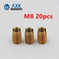 20pcs m8 self tapping thread insert screw bushing m8m1215mm 302 slotted type wire thread repair insert steel with zinc