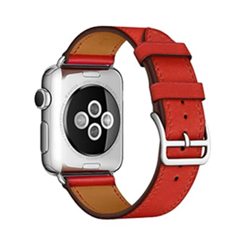Red Для Apple Watch Series 4 3 2 1 Swift кожаный двойной одиночный Тур часы группа Herm Логотип Ремешок для iWatch замена Браслет ремень - Band Color: Red