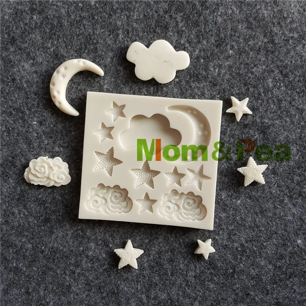 Силиконовая форма Mom &amp Pea MPB0045-7 Moon Cloud Rainbow для сахарной пасты 3D украшение торта с