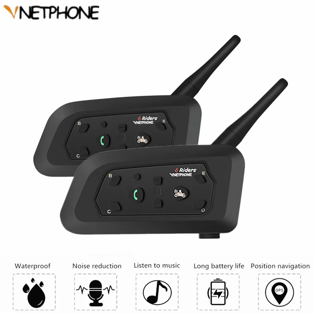 2 шт. мотоциклетные интеркомы беспроводной 1200 м Hemet Bluetooth гарнитура водопроводная интеркомуникатор интерком для шести Ridars gps