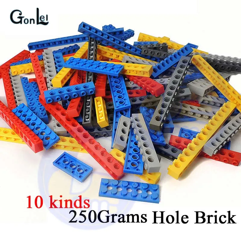 250Grams Hole Bricks 200 г/лот 24 вида конструкторских деталей, строительные блоки, массовая передача, безшипованные лучевые рычаги, штырь, ось Connctor, автомобильные кирпичи для тележки, игрушки - Цвет: 250Grams Hole Bricks