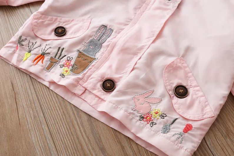 Baby Girl hoodies infant jackets coat for Girls Cartoon rabbit Spring Autumn outerwear Children's Coat Kids Trench coats 1-6year | Детская
