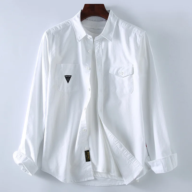 Рубашка мужская из чистого хлопка Повседневная Свободная сорочка с длинным