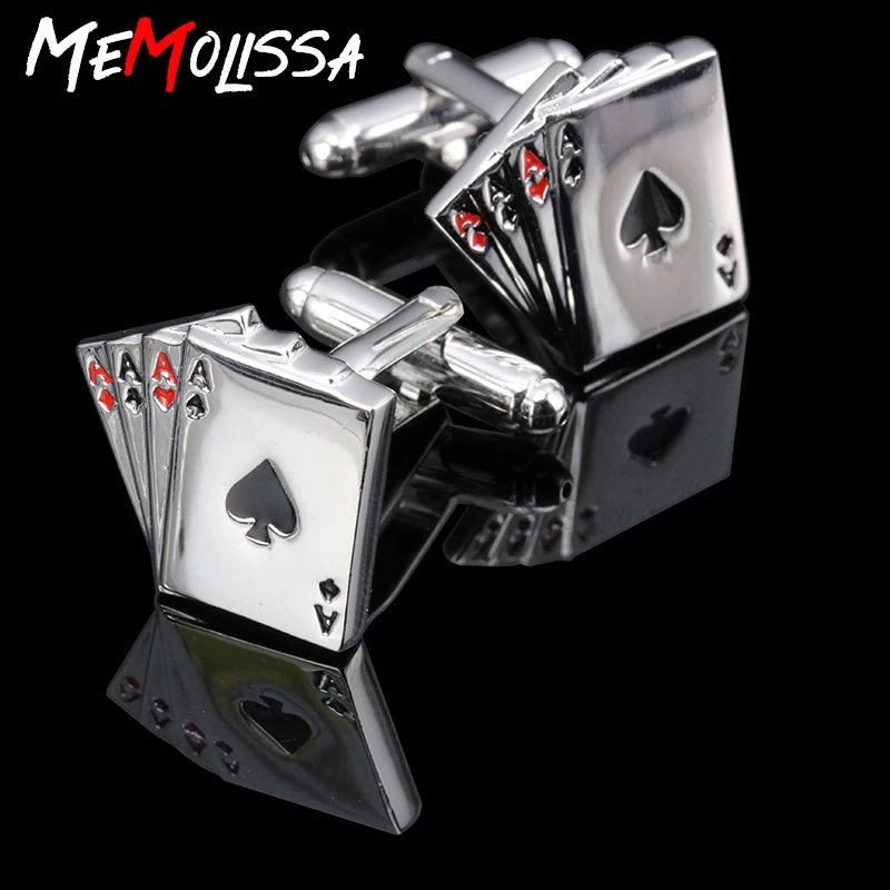 

MeMolissa 3 pairs HOT shirt cufflink for mens gift Brand cuff button Poker cuff link High Quality abotoaduras gifts for men