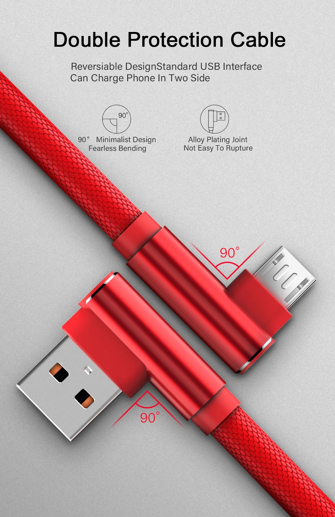 Кабель Micro USB 90 градусов 1 м/2 м/3 м 2.4A быстрое зарядное устройство для мобильного телефона шнур для передачи данных для iphone samsung Xiaomi huawei TypeC зарядный провод