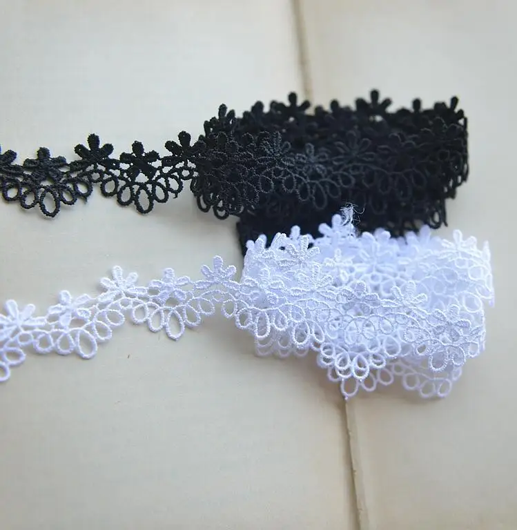 Новое поступление 5 метров лучшая цена белый/черный кружевной отделкой Кружевная