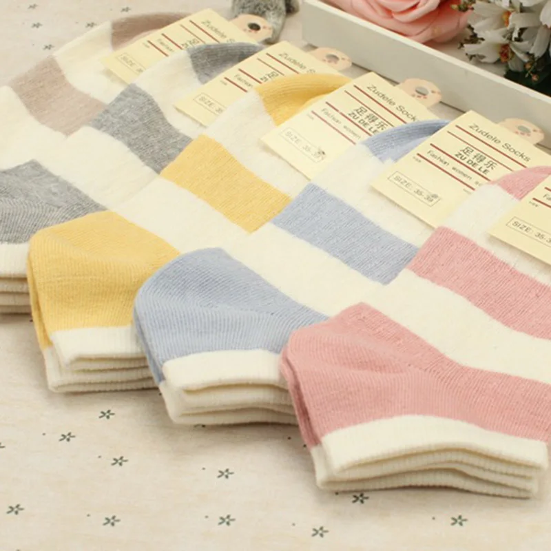 5 пар женские носки до щиколотки милые тонкие невидимые хлопковые ярких цветов