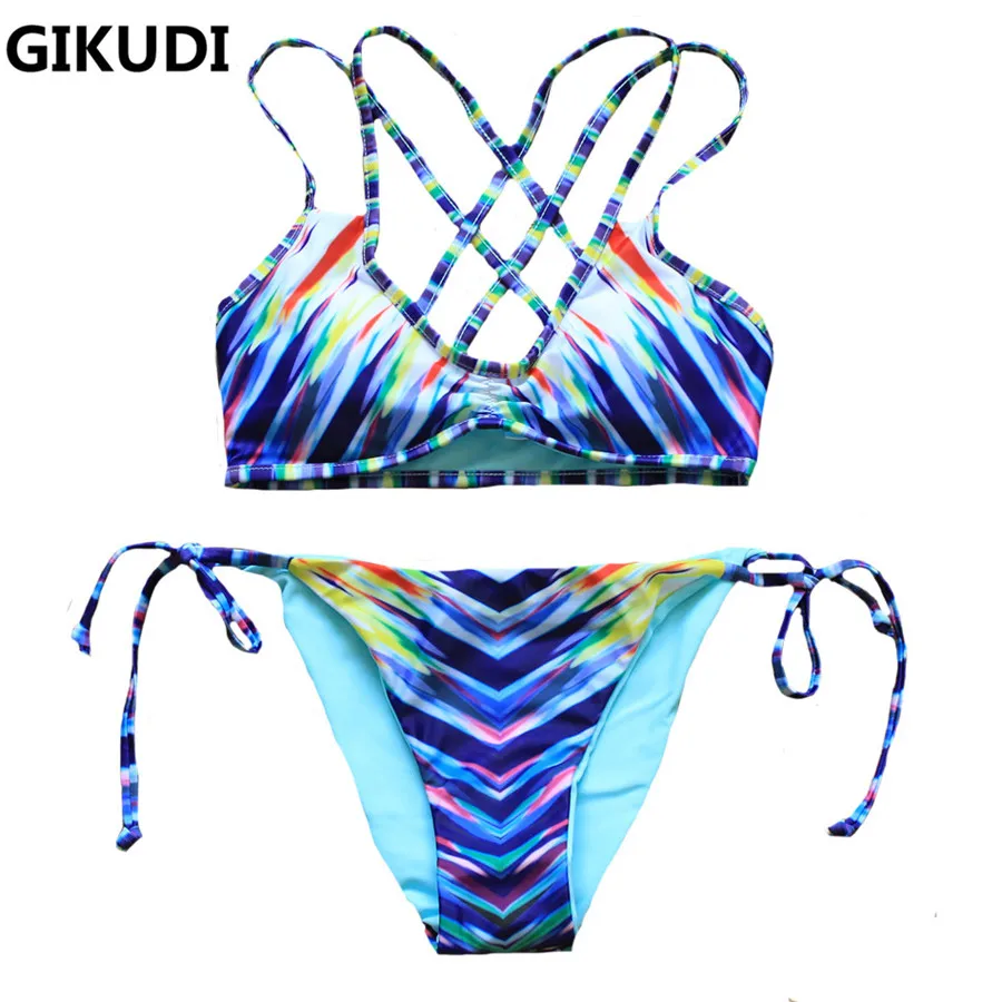 Gikudi 2017 уникальный лето пляжная сексуальная ретро bikinis женщин купальники