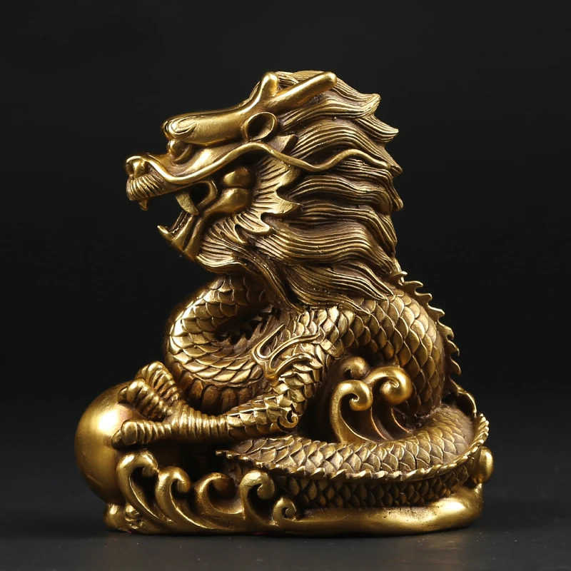 

Copper Dragon Zodiac Chinese Dragon Mascot Decoration the location of a house or tomb Lucky Home Furnishing Handicrafts Statue