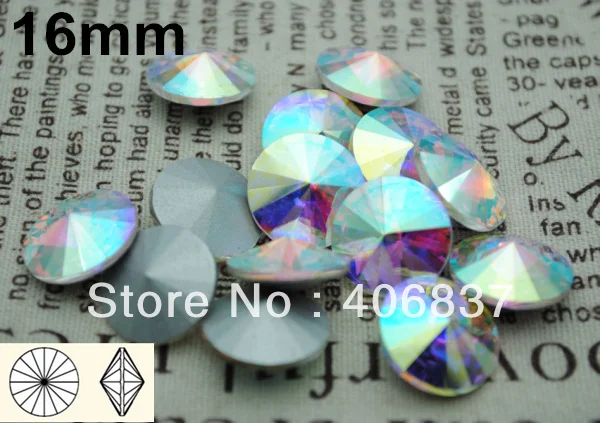 

100pcs/Lot, 16mm Crystal AB Crystal Rivoli, Free Shipping! Chinese Top Quality Crystal Rivoli