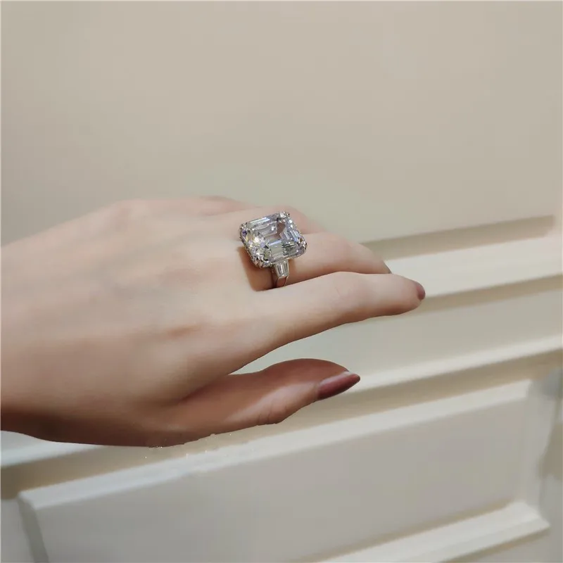 Vecalon обручальное кольцо, кольцо для помолвки, серебро 925 пробы, Asscher cut 6ct AAAAA Cz, роскошные обручальные кольца для женщин, свадебные ювелирные изделия