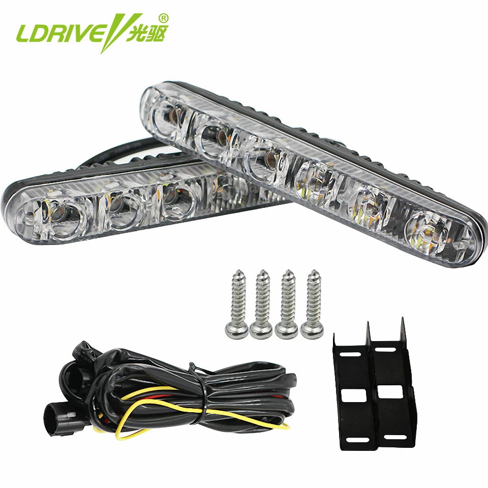 Автомобильные дневные ходовые огни 2 шт./лот светодиодные противотуманные фары 6