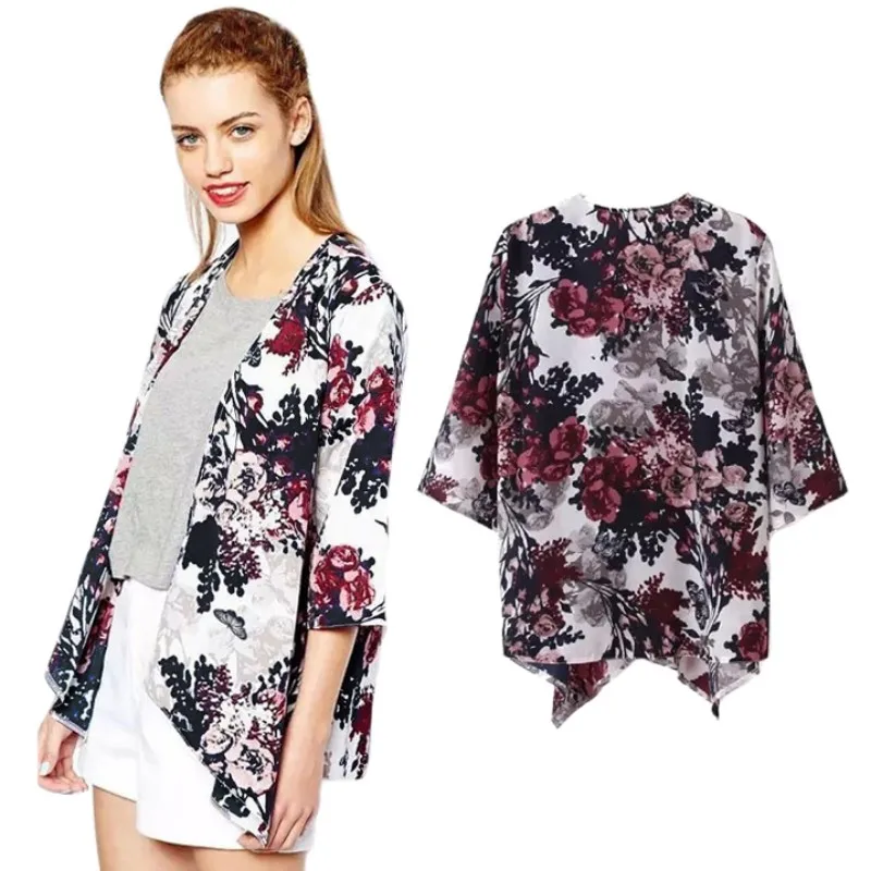 Summer Beach Kimono Cardigan Lace Embroidery Sunscreen Shirt Loose Chiffon Blouse Femme | Женская одежда