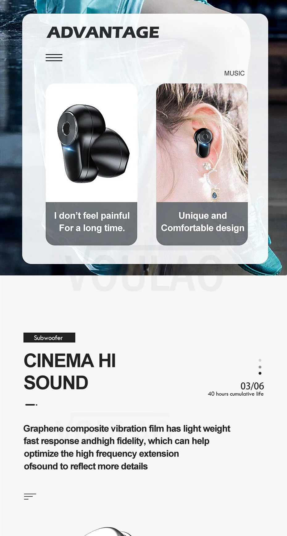 VOULAO Bluetooth 5,0 6D стерео наушники беспроводные наушники IPX5 водонепроницаемые наушники 3500 мАч светодиодный держатель для телефона