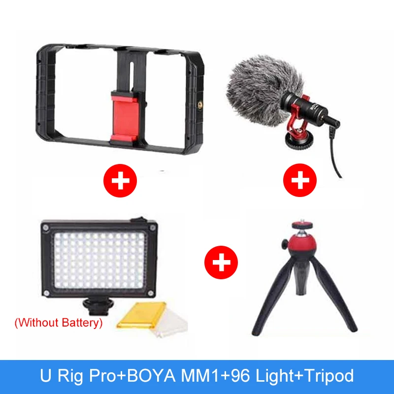 Ulanzi смартфон видео Rig Youtube Facebook Live Stream стабилизатор w микрофон светодиодный свет Bluetooth дистанционное управление для iPhone 8 - Цвет: OP-3