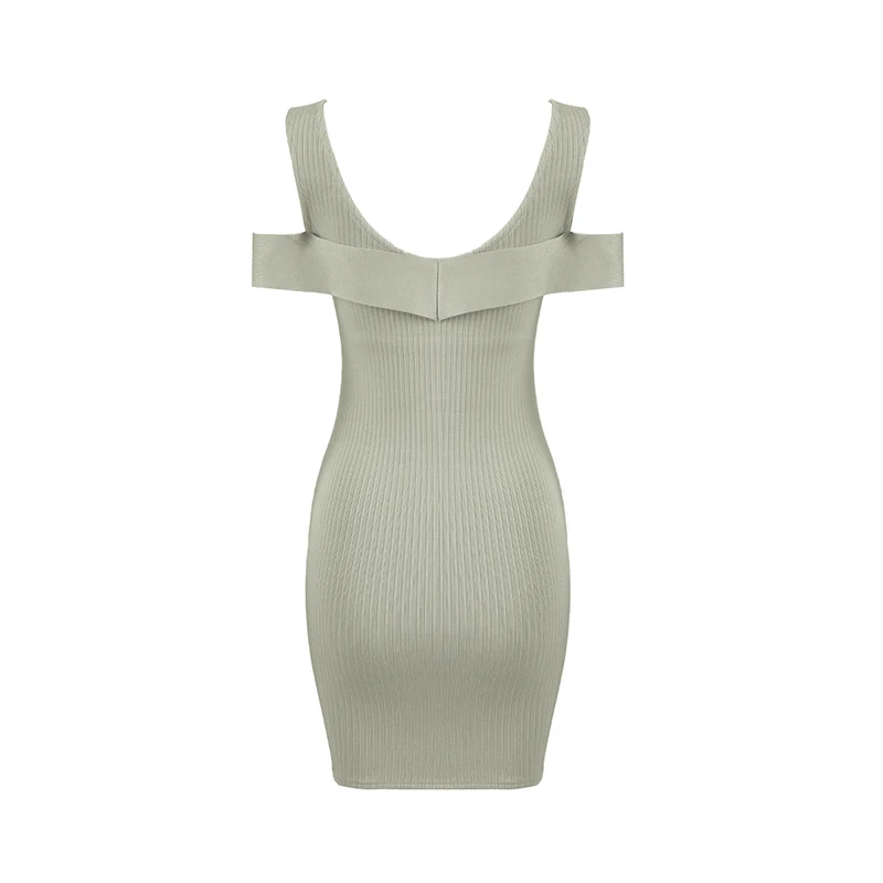 Wholesale new style dress gray sleeveless stripe Fashion tight Celebrity Party bandage Dress(H2363) | Женская одежда