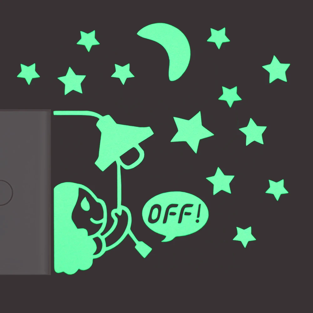 Милая девушка выключает свет светящийся Переключатель наклейка фотоэлемент