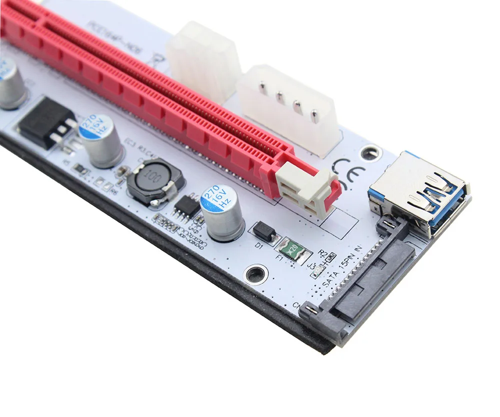 4 контактная Райзер карта VER008S Molex PCI E 6 контактный SATA Pcie 1x до 16x Pci Express для майнинга