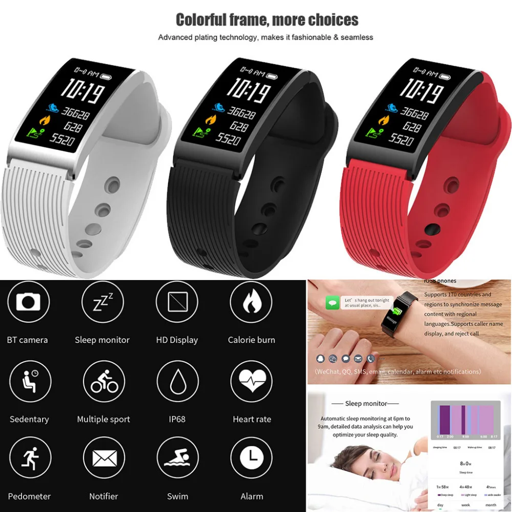 Смарт-часы IP68 для спорта и фитнеса с монитором сердечного ритма IOS/Andorid цветной